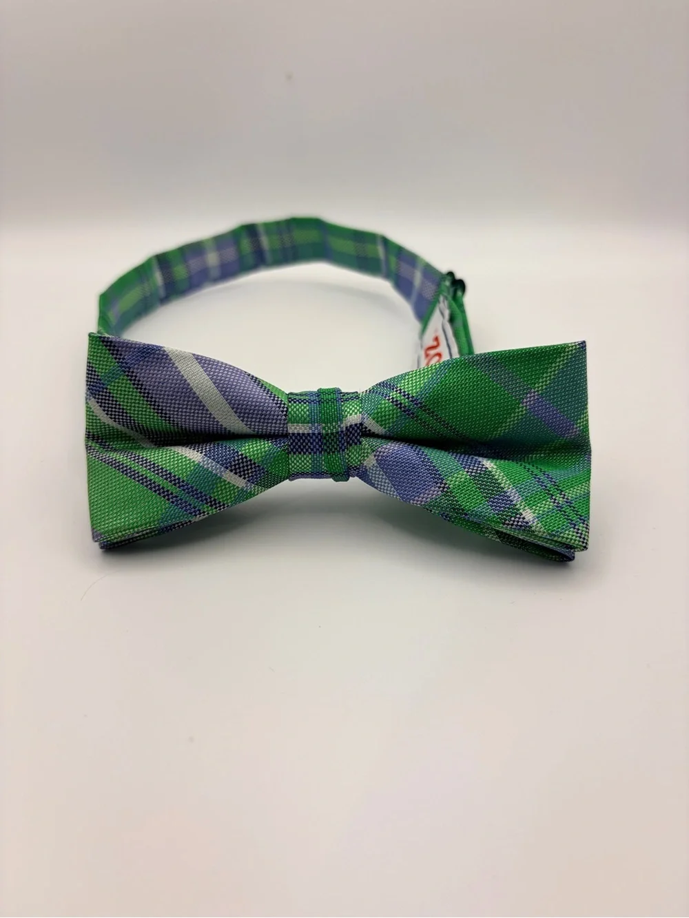 Izod Green and Blue Plaid Kids Bow Tie